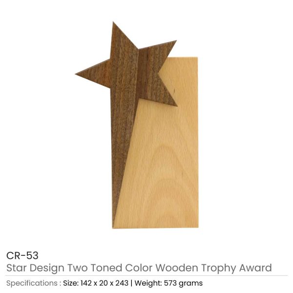 Star Design Wooden Trophy Award with Gift Box - Image 2