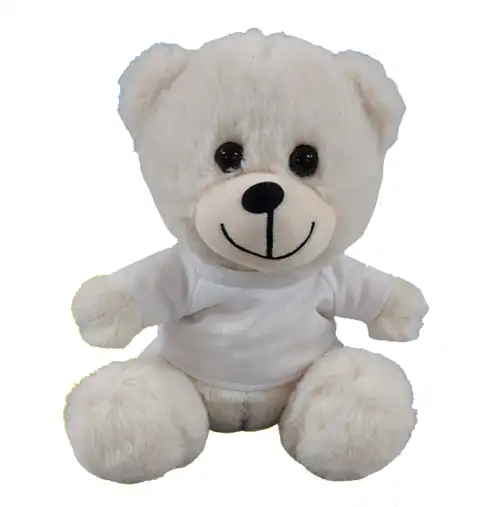 White teddy bear with white t-shirt | 20cm – Gift Hub