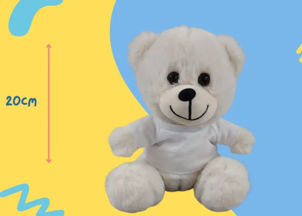 White teddy bear with white t-shirt | 20cm - Image 2